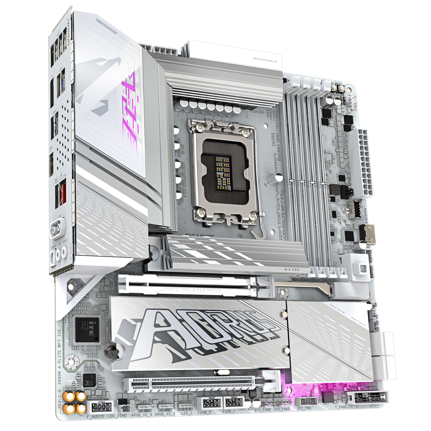 Placa de baza GIGABYTE Z890M AORUS ELITE WIFI7 ICE, LGA1851, DDR5, BT, Wi-Fi, Micro ATX, Alb "Z890M A ELITE WF7 ICE"